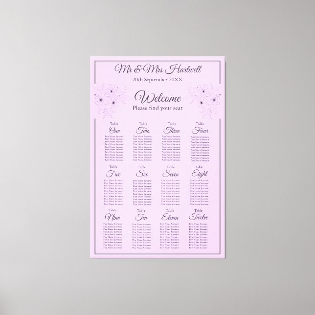 Anemon på lätt lutande sittdiagram~ 12 sittplatser canvastryck (Framsida)