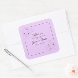 Anemon på Ljuslila Fyrkantigt Klistermärke