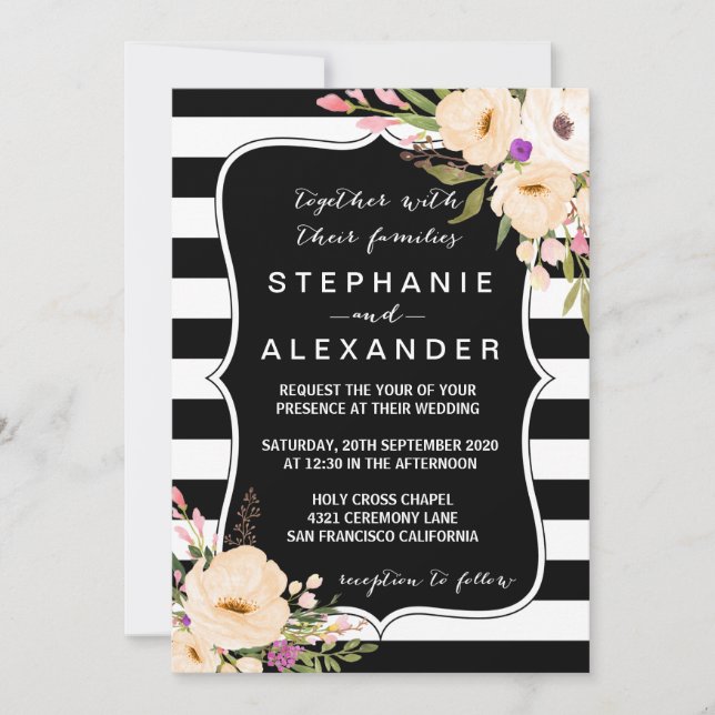 Anemone Blooms Bröllopsinbjudan för vattenfärg Inbjudningar (Framsida)