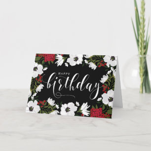 Anemone Blooms   Vitt och Rött Grattis på födelsed Kort