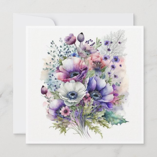 Anemone Bouquet Hälsning Card (Framsida)