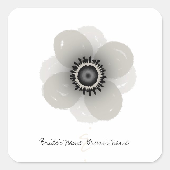 Anemone Bröllop Sticker Fyrkantigt Klistermärke (Framsida)