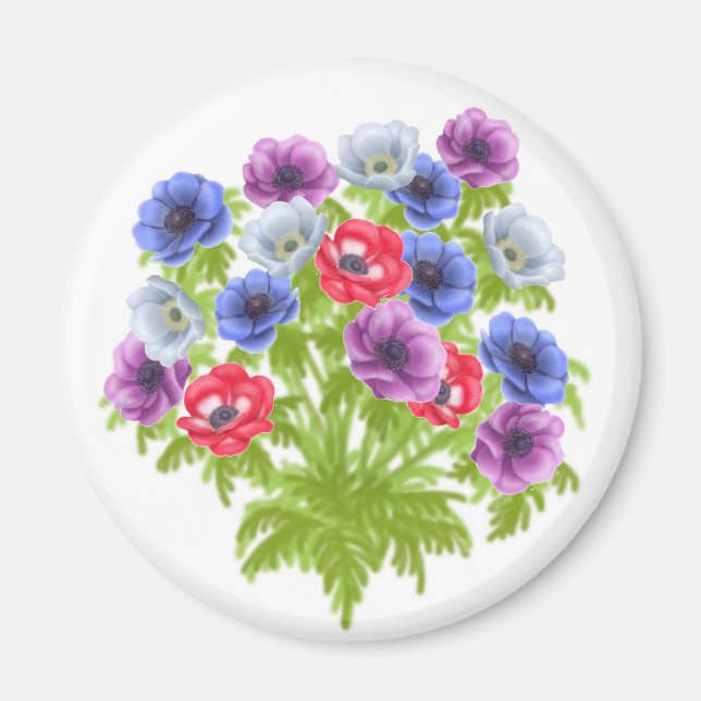 Anemone de Caen Garden Flowers Magnet (Framsidan)