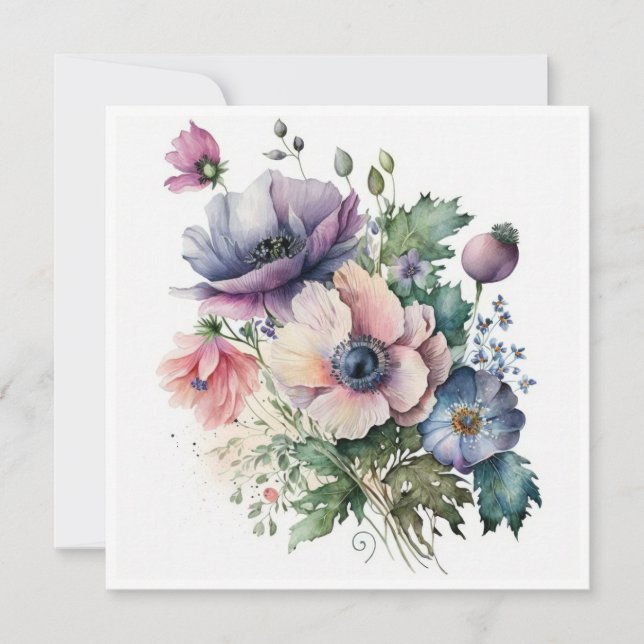 Anemone Flowers Bouquet Hälsning Card (Framsida)