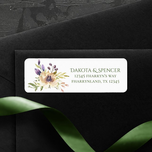 Anemone Greenery | Säljaren Blommigt Bröllop Adres Returadress Etikett (Skapare uppladdad)