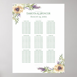 Anemone Lavender Cream Lila 10 Sittplatsdiagram Poster