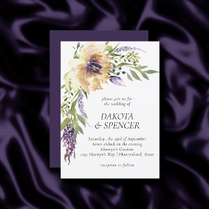 Anemone Lavender Mörkens Lila och Elfenbenskuste Inbjudningar