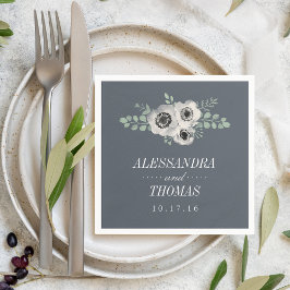 Anemone och Eucalyptus Bröllop Pappersservett