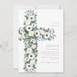 Anemone och Eucalyptus kor Baptism Christening Inbjudningar