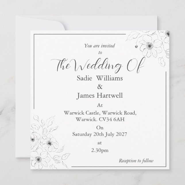 Anemone on White Inbjudningar (Framsida)