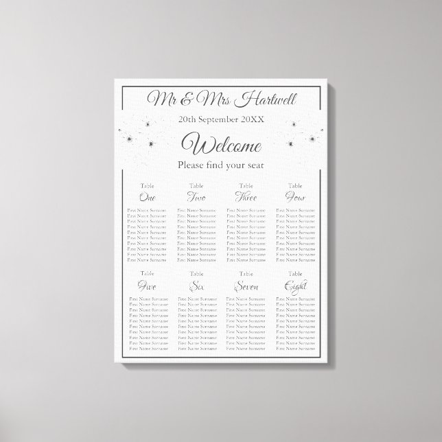 Anemone on White Seating Chart~ Canvastryck (Framsida)