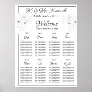 Anemone on White Seating Chart Poster