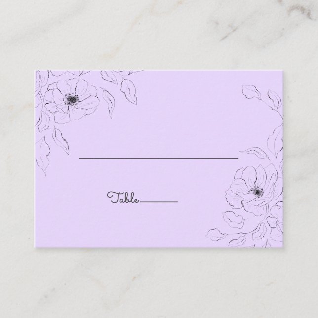 Anemone på Blek Lavender-platskort Placeringskort (Framsida)