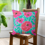Anemone Painting Mönster Rosa & Aqua Blommigt Kudde<br><div class="desc">En enkel vattenfärgning inspirerade till blommönster av rosa anemonblommor med akvatisk bakgrund.</div>