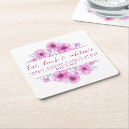 Anemone rosa Blommor firande underlägg Papper Kvadrat