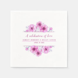 Anemone rosa Blommor vattenfärgsart firande Pappersservett