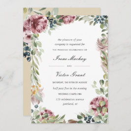 Anemone  | Rosa Neutralt Botaniskt Bröllop Inbjudningar