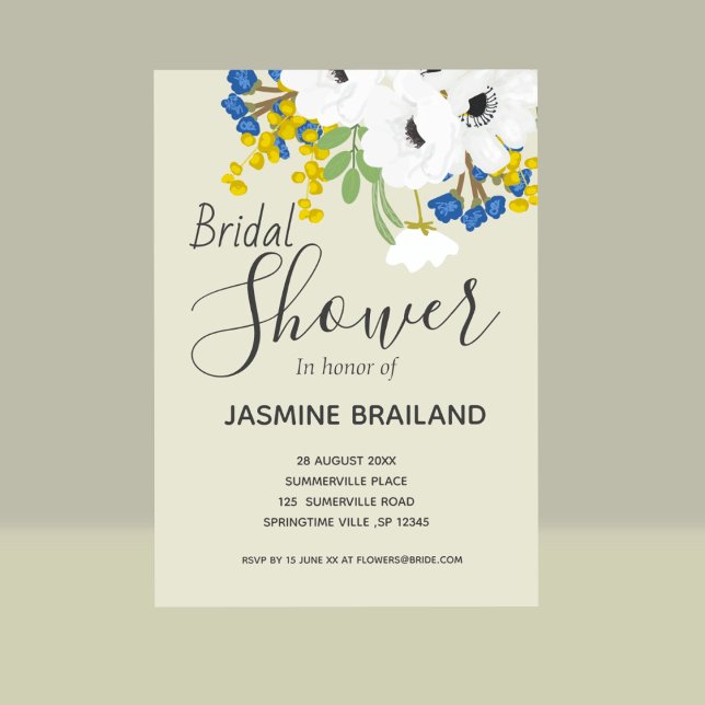 Anemone Vår Blommigt Bouquet Möhippa Inbjudningar (Skapare uppladdad)