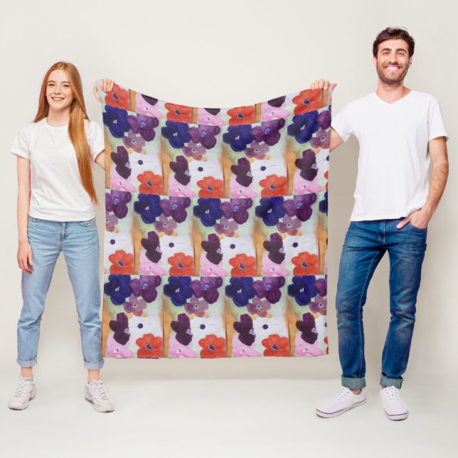 Anemone Vår blommor Fleecefilt (På plats)