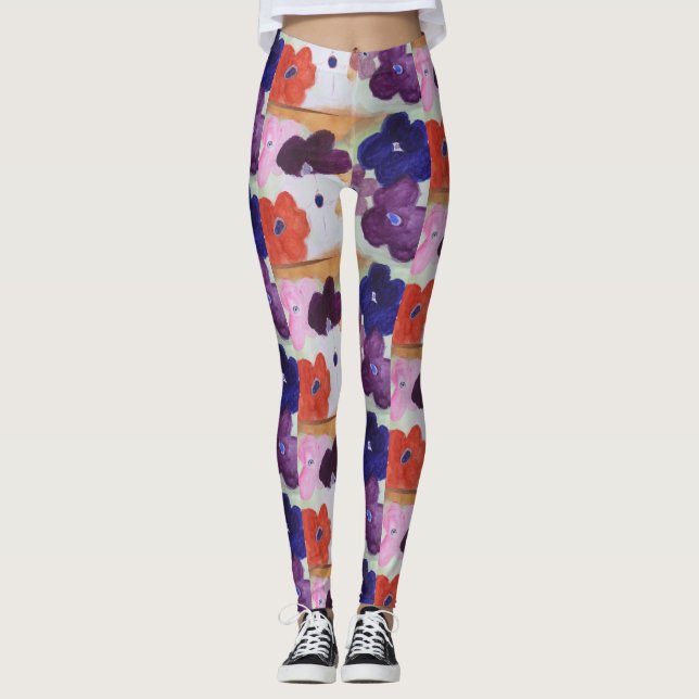 Anemone Vår blommor Leggings (Framsida)