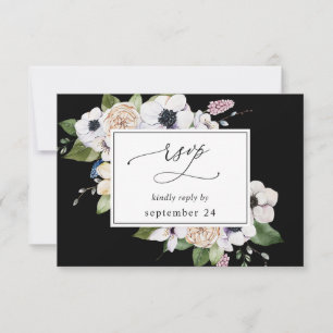 Anemone White Blommigt w Meal OSA 2 - Black Kort