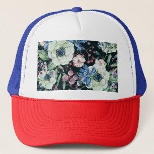 Anemone Wildblommor: Vintage Watercolor Mönster Keps