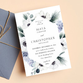 Anemone Winter White Blommigt Bröllop Inbjudningar