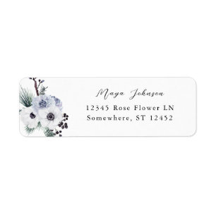 Anemone Winter White Blommigt Returadress Etikett