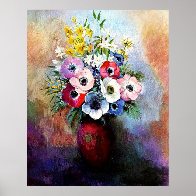 Anemoner av Odilon Redon Poster (Framsidan)