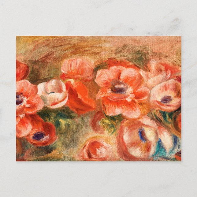 Anemoner av Renoir Impressionistisk målning Helg Vykort (Framsida)