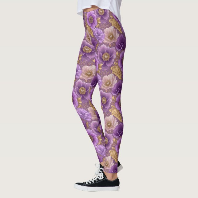Anemoner Blomma Aktivt Kläder Anemoner Tematisk Pr Leggings (Vänster)