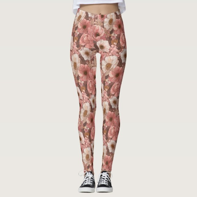 Anemoner Blomma Fitness Mode Anemoner Kronblad Leggings (Framsida)