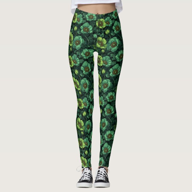 Anemoner Blomma Gymkläder Anemoner Accent Födelsed Leggings (Framsida)