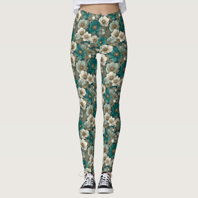 Anemoner Blomma Löparanemoner Lyx Kvinnor Leggings (Framsida)