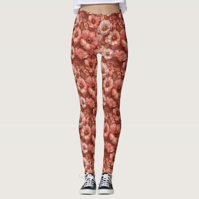 Anemoner Blomma Maternity Anemoner Lyx Brudtjänst Leggings (Framsida)