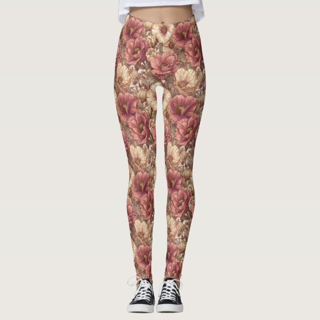 Anemoner Blomma Träning Anemoner Estetik Leggings (Framsida)