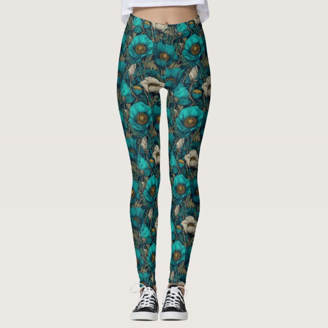 Anemoner Blomma Träningskläder Anemoner Fantasi Bä Leggings (Framsida)