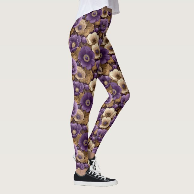 Anemoner Blomma Yoga Anemoner Fantasi Kvinnor Leggings (Höger)