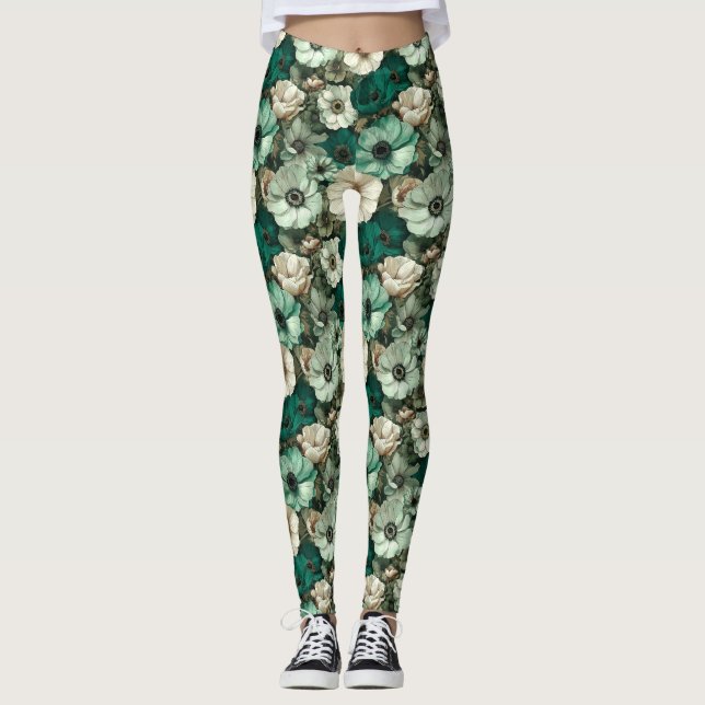 Anemoner blomma Yoga Anemoner Lyx Morsdag Leggings (Framsida)