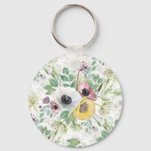 Anemoner för rosa, vitt och gult. nyckelring