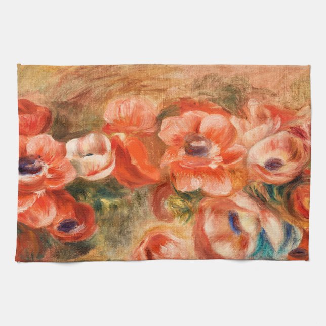 Anemoner från Renoir Impressionist Painting Kökshandduk (Horisontell)