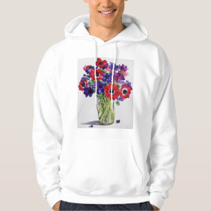 Anemoner i en Glass tillbringare Tröja Med Luva