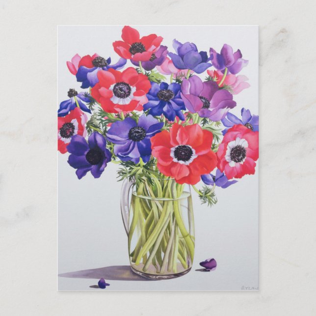 Anemoner i glasugn 2007 vykort (Framsida)