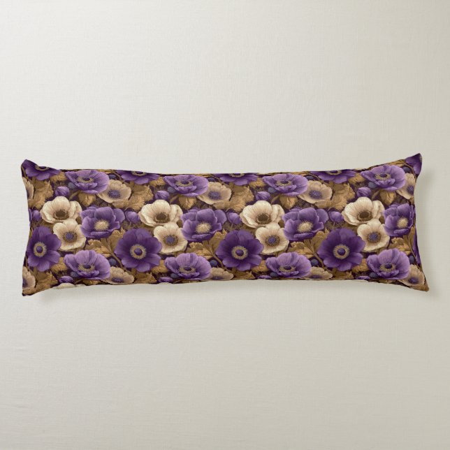 Anemoner Natur DIY-detaljer Boho Maternity Kroppskudde (Baksidan)