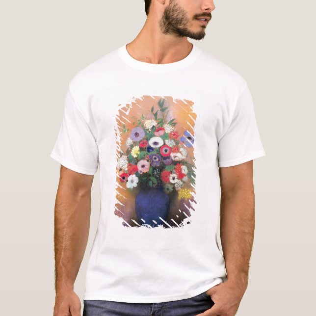 Anemoner och lila i en blåttvas, efter 1912 tee (Framsida)