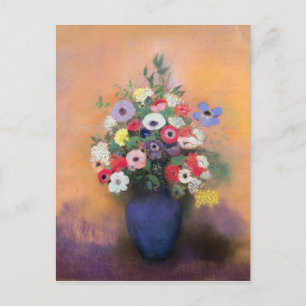 Anemoner och lilac i Blå Vas efter 1912 Vykort