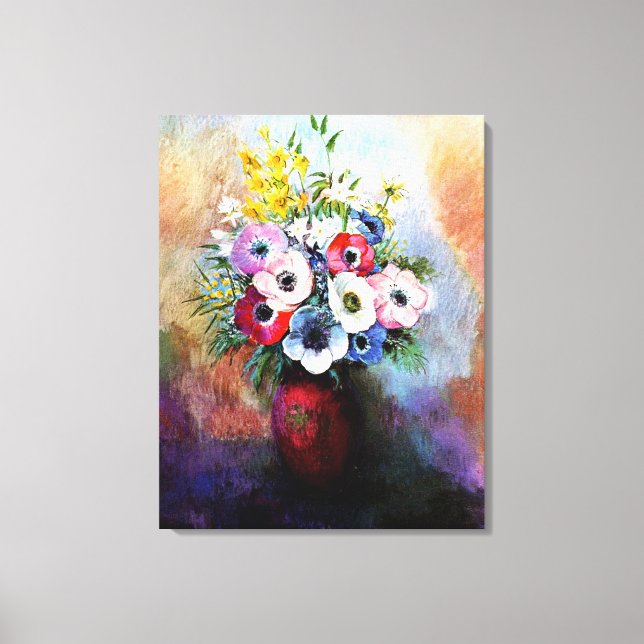 Anemoner - Odilon Redon-målning,  Canvastryck (Framsida)