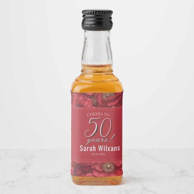 Anemoner Tema 60-årspresent Till Faster Spritflaskor Etikett (Framsida)