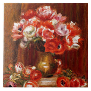 Anemones by Pierre Renoir, bra konsmålning, Kakelplatta