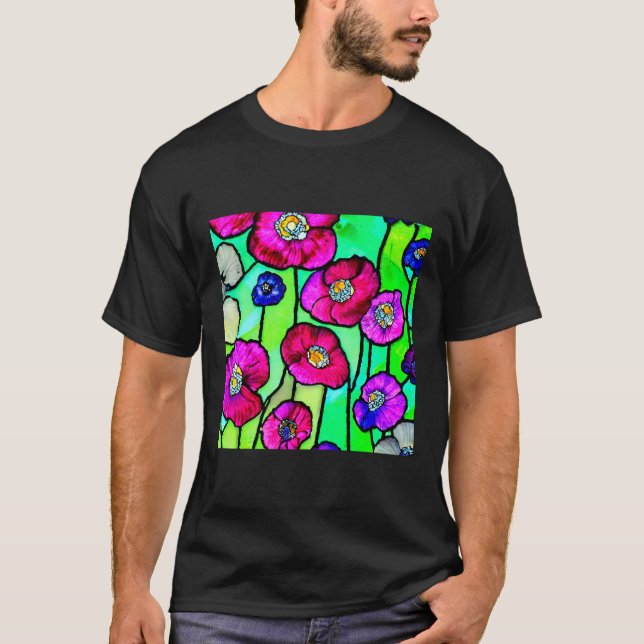 Anemones glass art t shirt (Framsida)